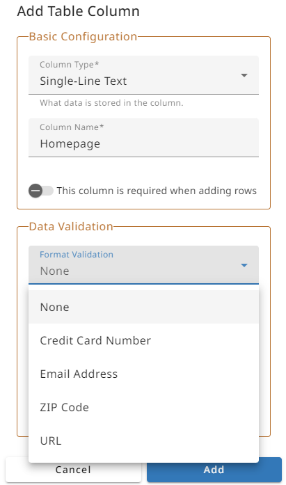 Text Validation Example